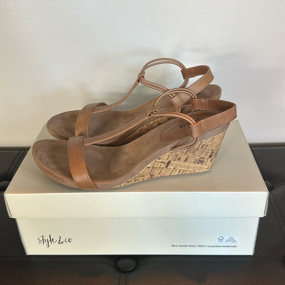 Style & Co Tan Mulan Wedges 8M - Picture 3 of 6